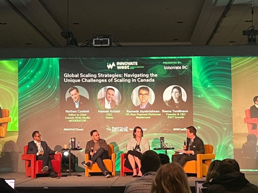 Scenes from the Betakit Keynote Stage at InnovateWest 2024 in Vancouver.