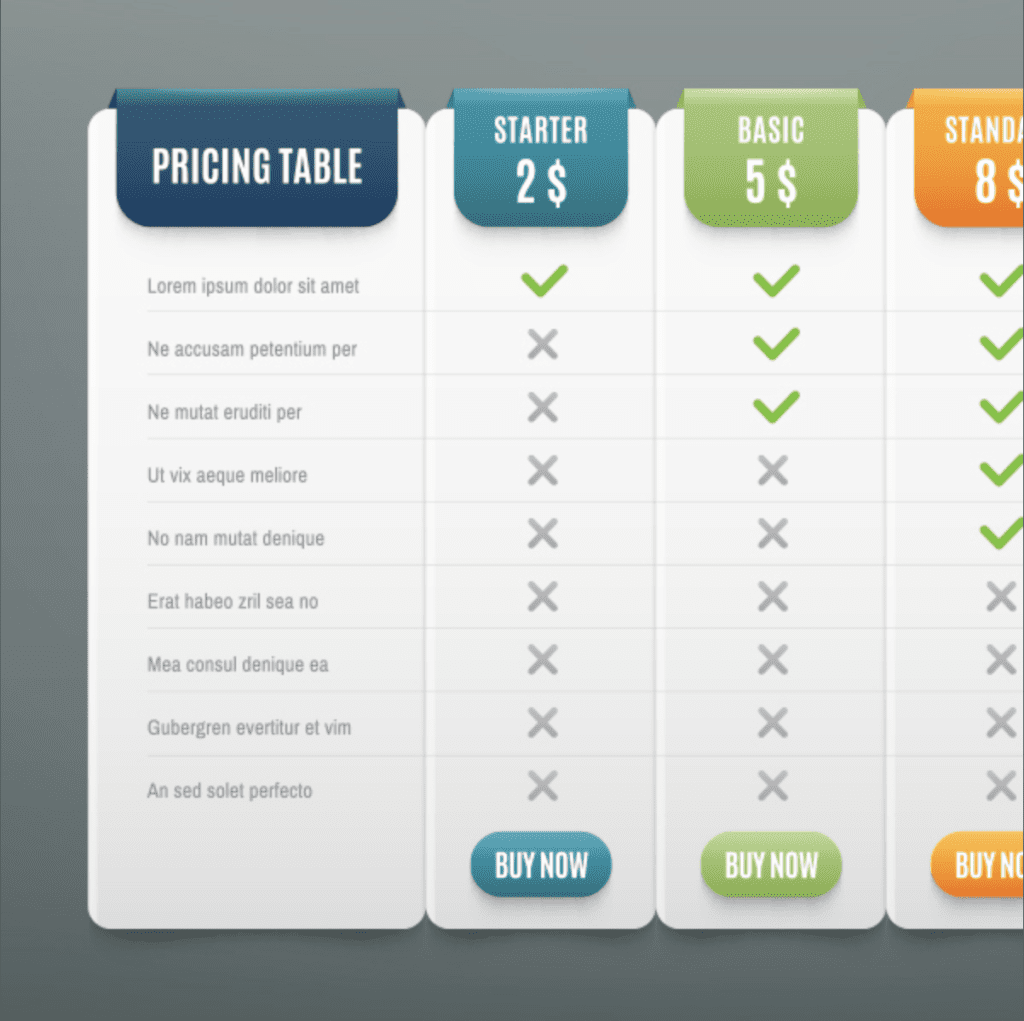 Pricing Table